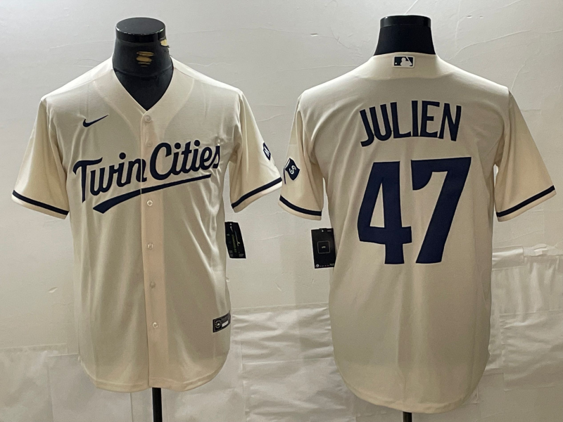 Men's Minnesota Twins Edouard Julien #47 Cream Limited Player Jersey1