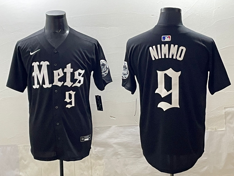 Men's New York Mets Brandon Nimmo #9 Black Replica Player Jersey