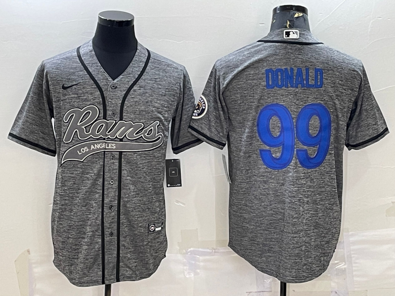 Men's Los Angeles Rams Aaron Donald #99 Gray Game Jersey1 Joint Edition