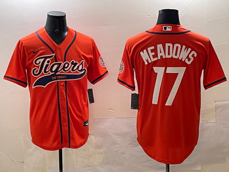 Men's Detroit Tigers Austin Meadows #17 Orange Replica Player Jersey1