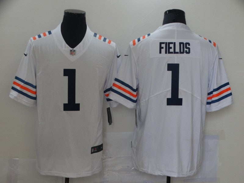 Men's Chicago Bears Justin Fields #1 White Game Jersey1