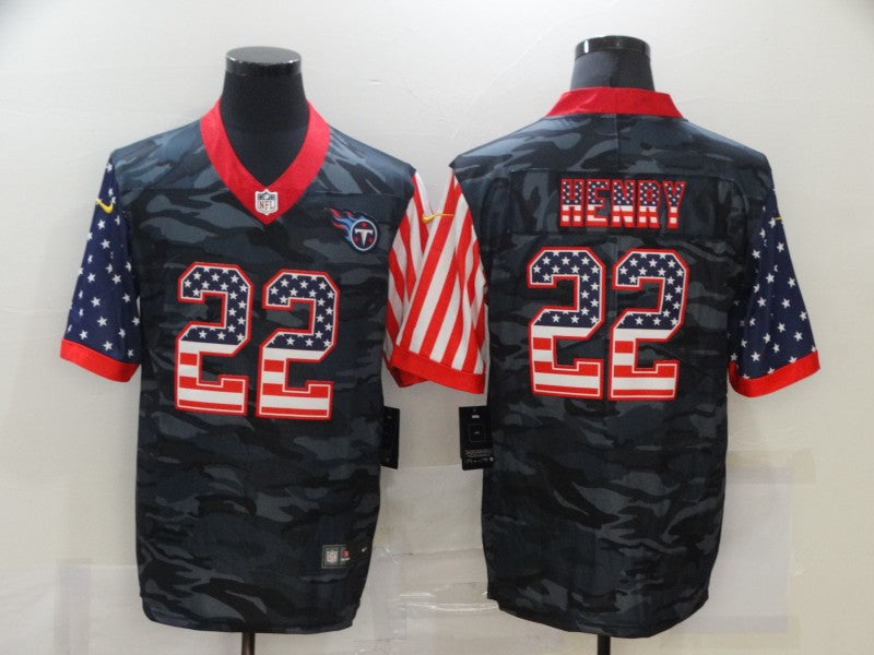 Men's Tennessee Titans Derrick Henry #22 Gray Camouflage Game Player Jersey1