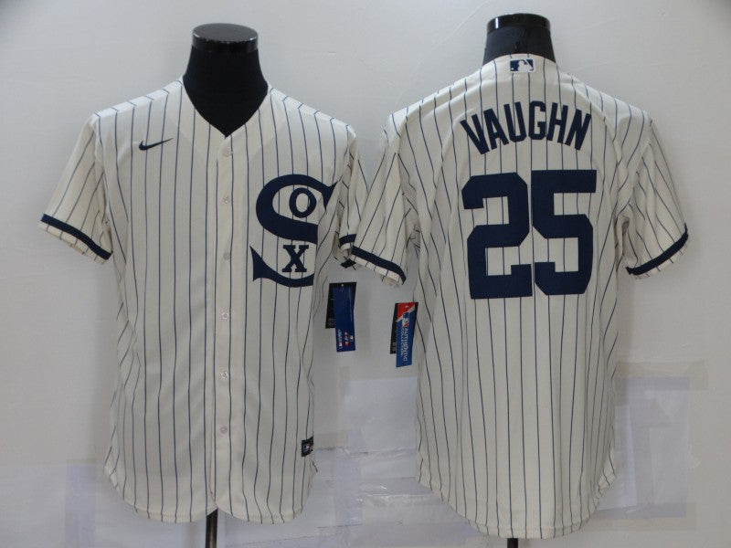 Men's Chicago White Sox Andrew Vaughn #25 Beige Replica Baseball Jersey1