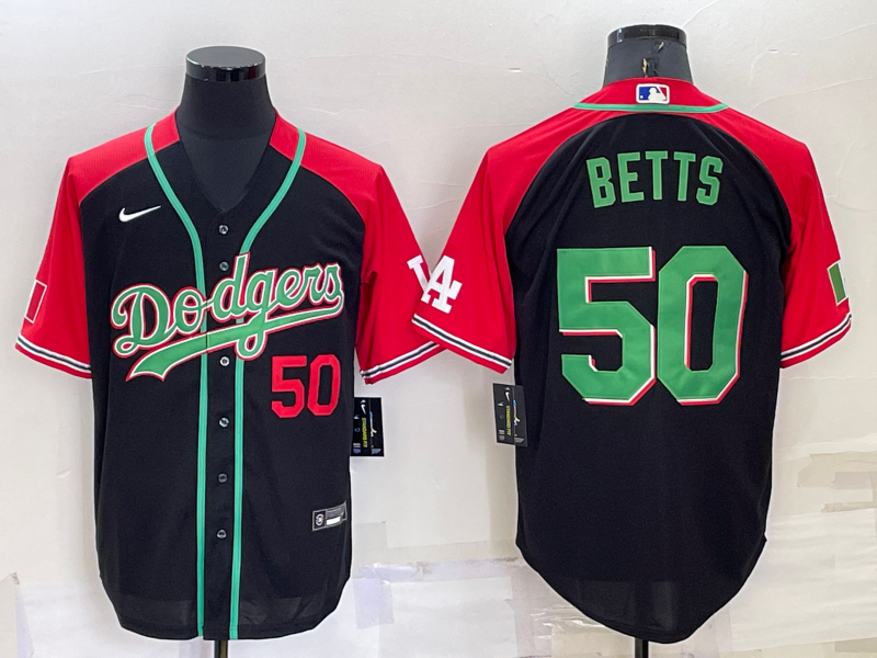 Men's Los Angeles Dodgers Mookie Betts #50 Black Alternate Game Jersey1