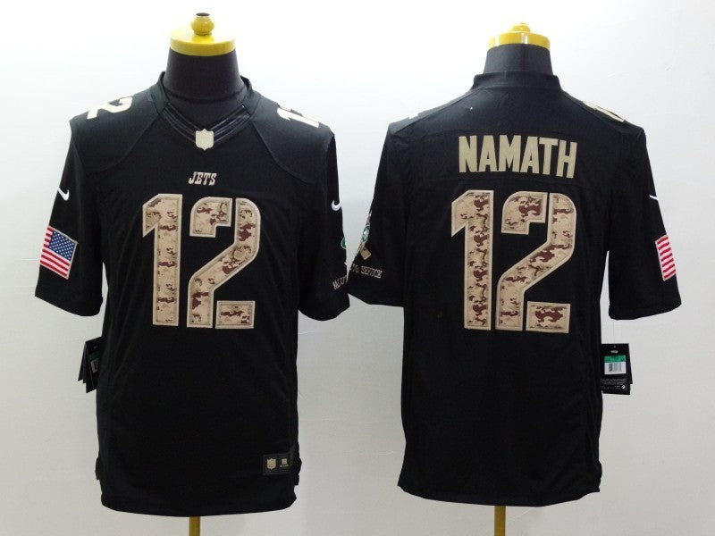 Men's New York Jets Joe Namath #12 Black Player Game Jersey1