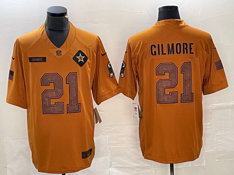 Men's Dallas Cowboys Stephon Gilmore #21 Brown 2023 Salute To Service Retired Player Limited Jersey1