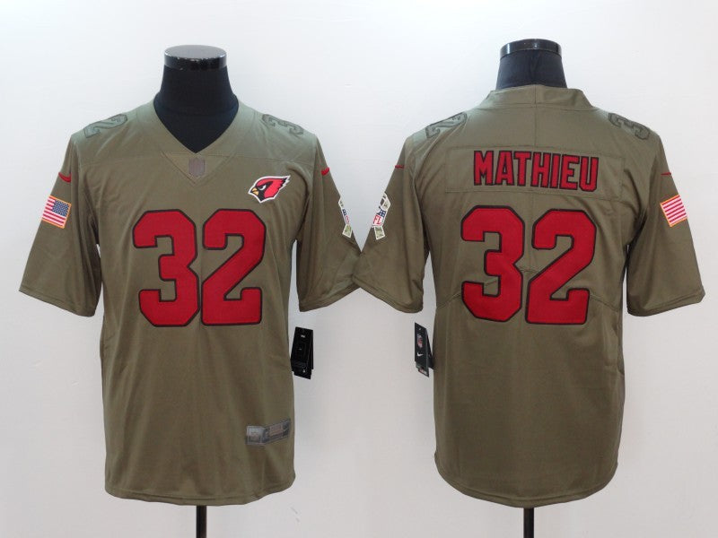 Men's Arizona Cardinals Tyrann Mathieu #32 Brown Game Jersey1
