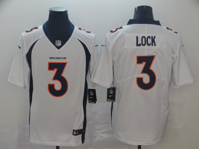Men's Denver Broncos Drew Lock #3 White Game Jersey1