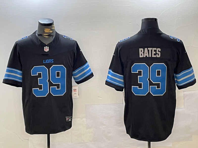 Men's Detroit Lions Jake Bates #39 Black Team Game Jersey1