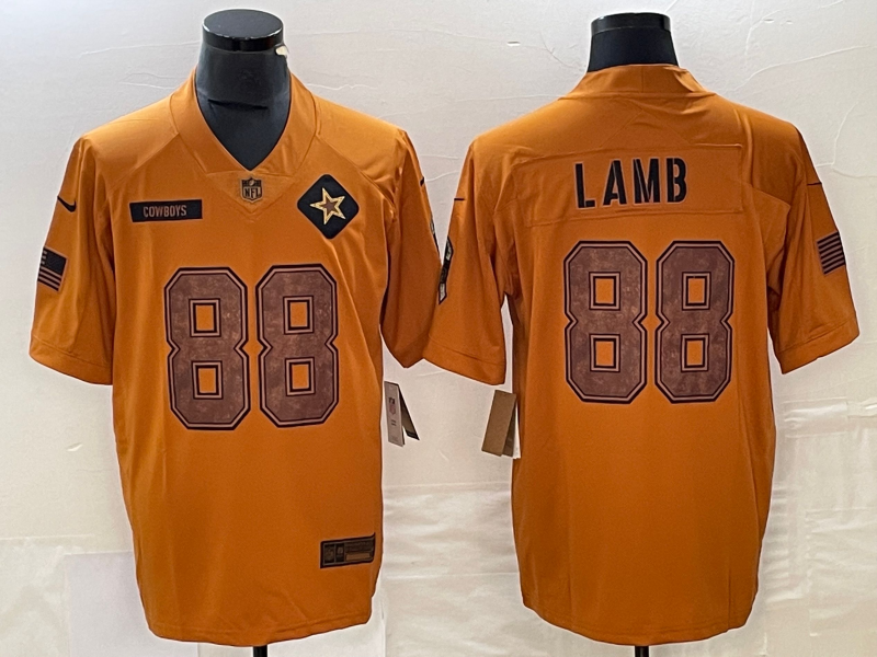 Men's Dallas Cowboys CeeDee Lamb #88 Brown 2023 Salute To Service Limited Jersey1