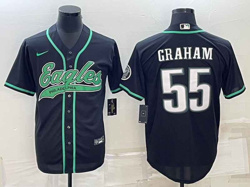 Men's Philadelphia Eagles Brandon Graham #55 Black Game Jersey1 Joint Edition