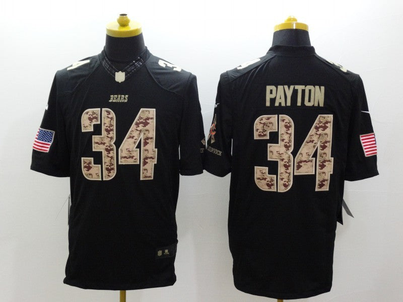 Men's Chicago Bears #34 Walter Payton Black Team Game Jersey1