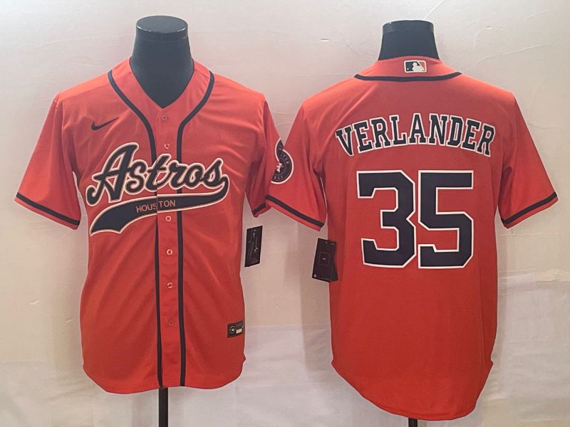 Men's Houston Astros Justin Verlander #35 Orange Replica Jersey1 Joint Edition