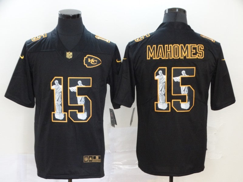 Men's Kansas City Chiefs #15 Patrick Mahomes Black Alternate Player Game Jersey1