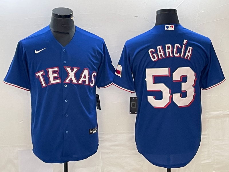 Men's Texas Rangers Adolis Garcia #53 Blue Replica Baseball Jersey1