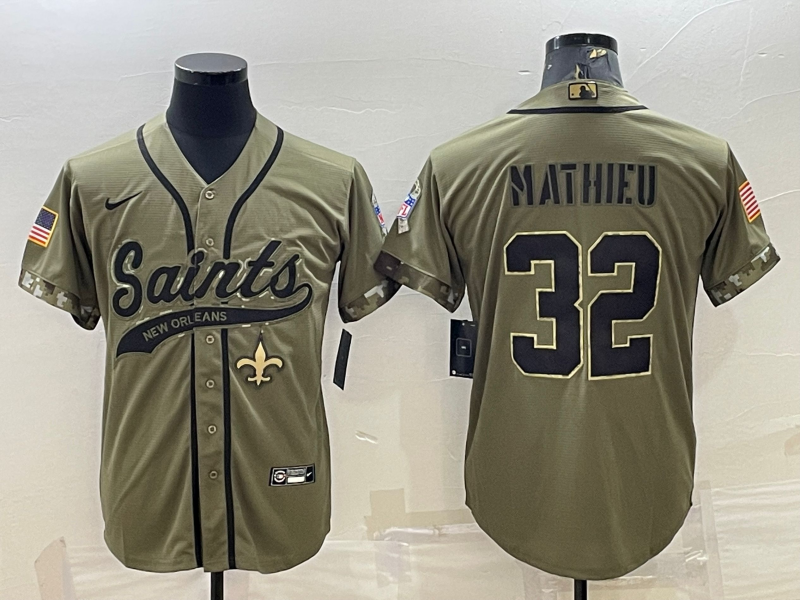 Men's New Orleans Saints Tyrann Mathieu #32 Olive 2022 Salute To Service Retired Player Limited Jersey1 Joint Edition