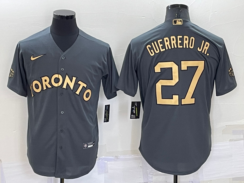 Men's Toronto Blue Jays Vladimir Guerrero Jr. #27 Gray Replica Player Jersey1