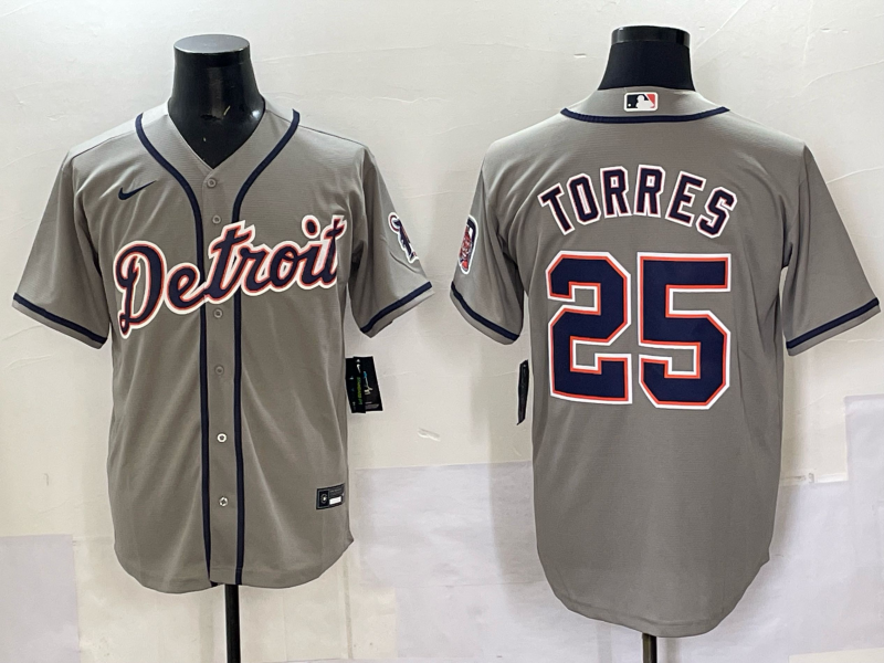 Men's Detroit Tigers Gleyber Torres #25 Gray Limited Player Jersey