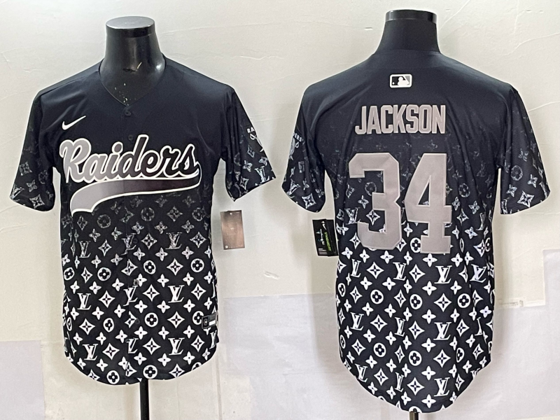 Men's Las Vegas Raiders Bo Jackson #34 Black Team Player Game Jersey