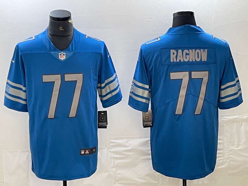 Men's Detroit Lions Frank Ragnow #77 Blue Player Game Jersey1