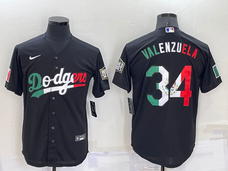 Men's Los Angeles Dodgers Fernando Valenzuela #34 Black Player Jersey1