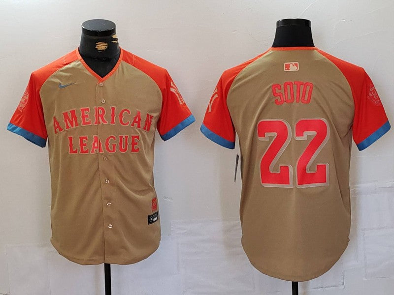 Men's American League Juan Soto #22 Cream 2024 MLB All-Star Game Limited Player Jersey1