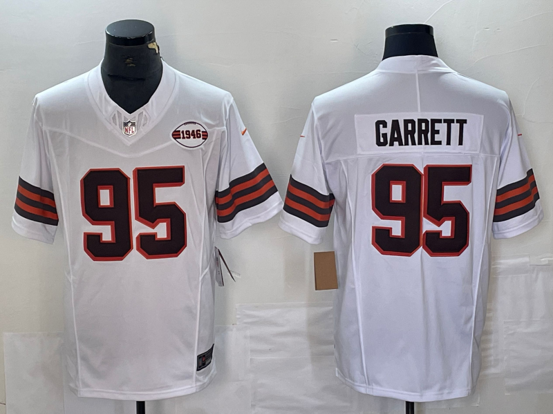 Men's Cleveland Browns Myles Garrett #95 White 1946 Collection Alternate Game Jersey1