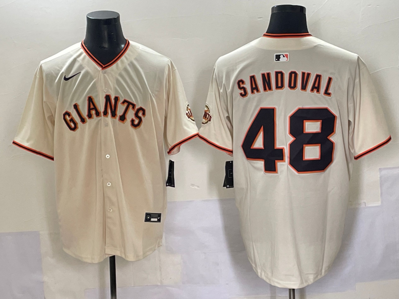Men's San Francisco Giants Pablo Sandoval #48 Cream Home Replica Player Jersey