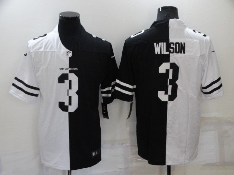 Men's Denver Broncos Russell Wilson #3 White/Black Game Jersey1