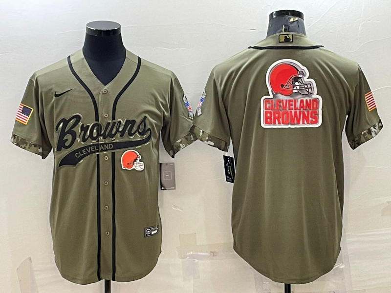 Men's Cleveland Browns Olive 2021 Salute To Service Limited Player Jersey1