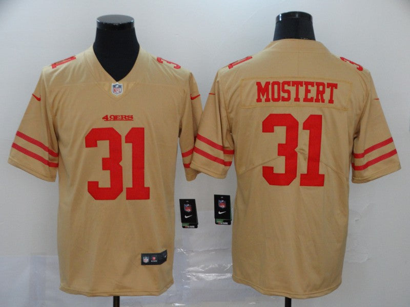Men's San Francisco 49ers Raheem Mostert #31 Gold Inverted Legend Jersey1