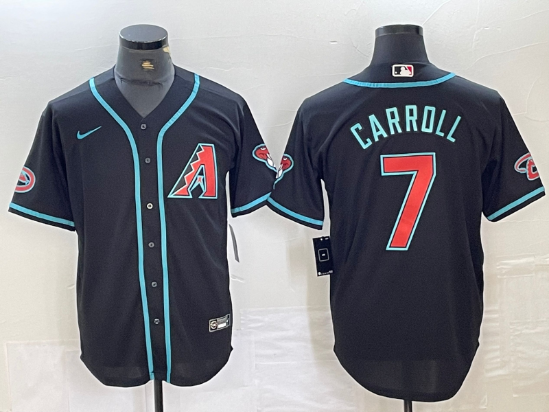 Men's Arizona Diamondbacks Corbin Carroll #7 Black Replica Player Jersey1