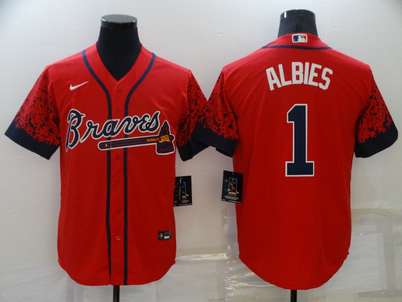Men's Atlanta Braves Ozzie Albies #1 Red Stitched Player Jersey1