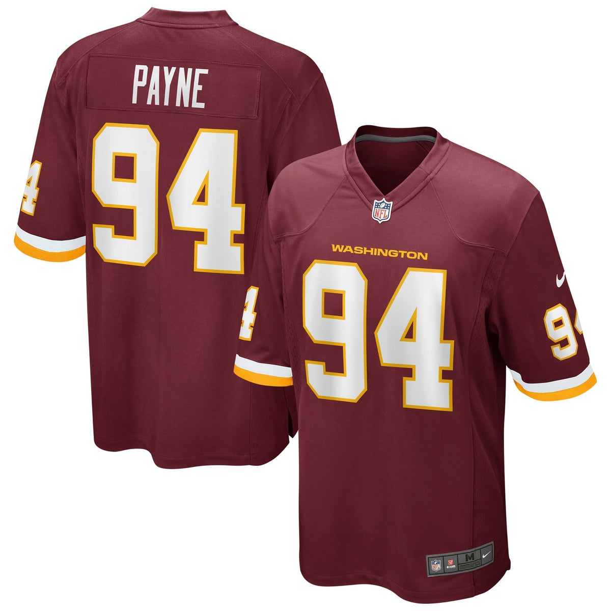 Daron Payne Washington Football Team Nike Game   Jersey - Burgundy