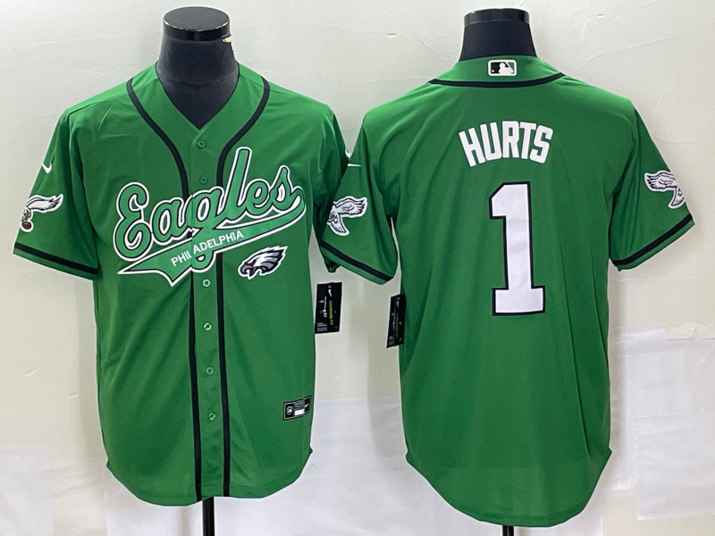 Men's Philadelphia Eagles Jalen Hurts #1 Kelly Green Game Jersey1 Joint Edition