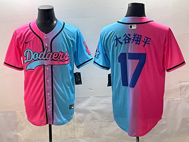 Men's Los Angeles Dodgers Shohei Ohtani #17 Pink/Blue Game Jersey