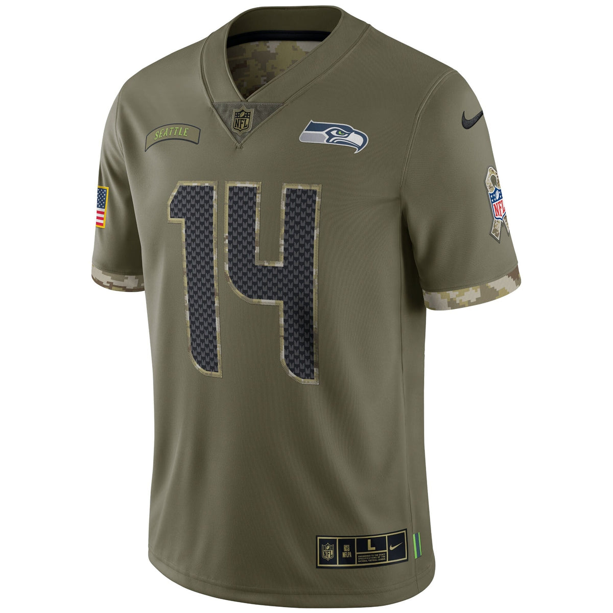 DK Metcalf Seattle Seahawks Nike 2022 Salute To Service Limited Jersey - Olive
