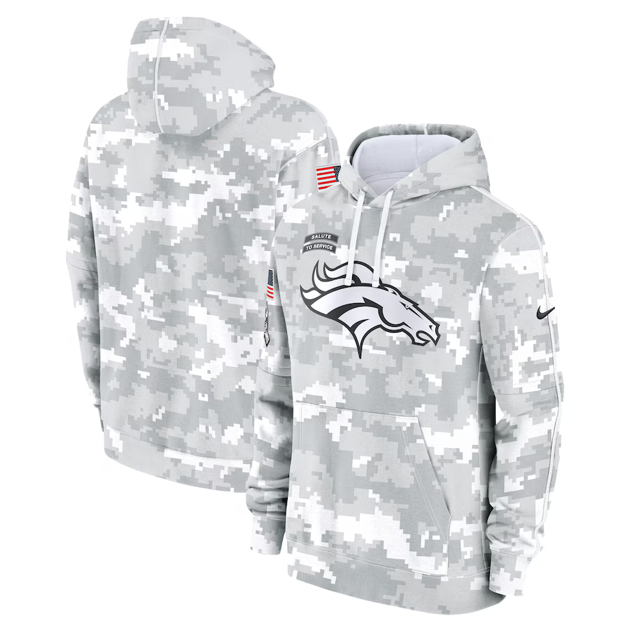 Men's Denver Broncos Arctic Camo 2024 Salute to Service Club Fleece Pullover Hoodie1