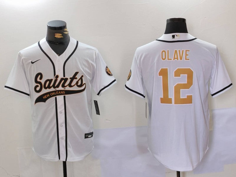 Men's New Orleans Saints Chris Olave #12 White Player Jersey1