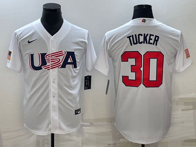 Men's 2023 World Baseball Classic #30 Kyle Tucker USA White Jersey1