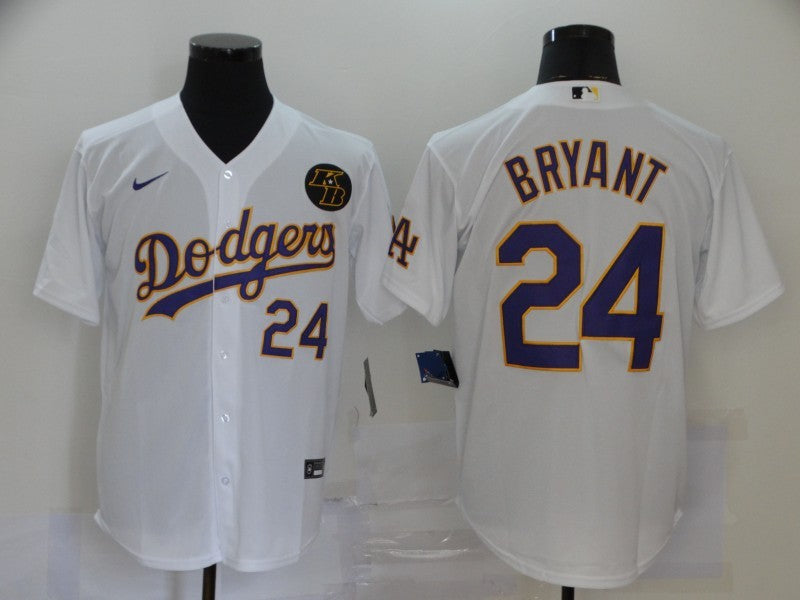 Men's Los Angeles Dodgers Kobe Bryant #24 White Replica Player Jersey1