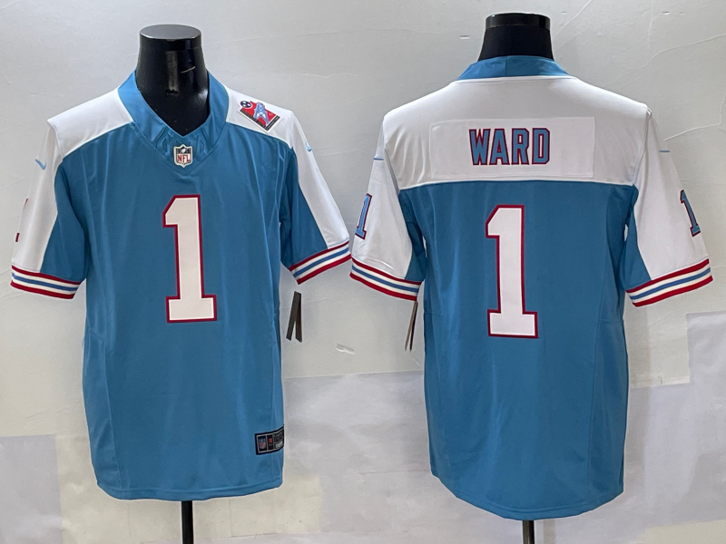 Men's Tennessee Titans Cameron Ward #1 Light Blue Game Jersey