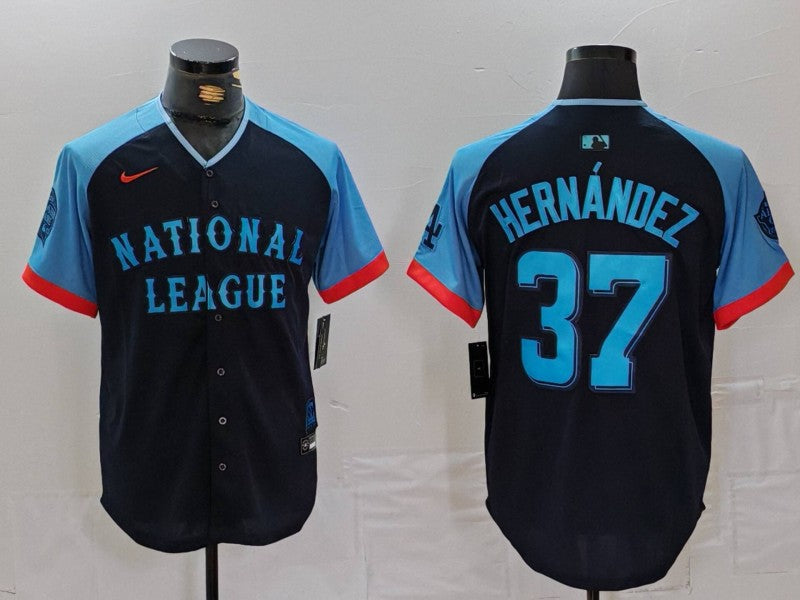 Men's National League Teoscar Hernandez #37 Navy 2024 MLB All-Star Game Limited Player Jersey1