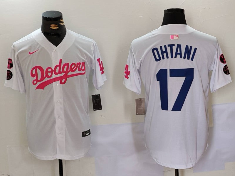 Men's Los Angeles Dodgers Shohei Ohtani #17 White Limited Game Player Jersey1