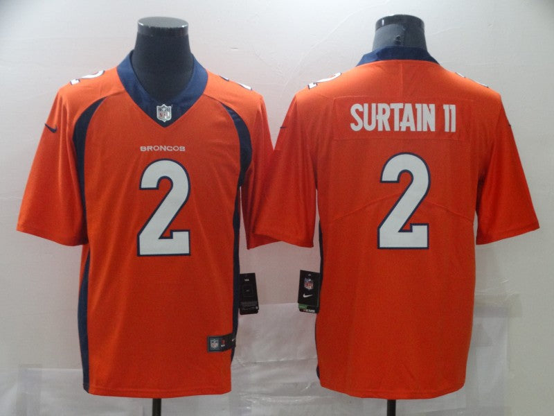 Men's Denver Broncos Patrick Surtain II #2 Orange Game Jersey1