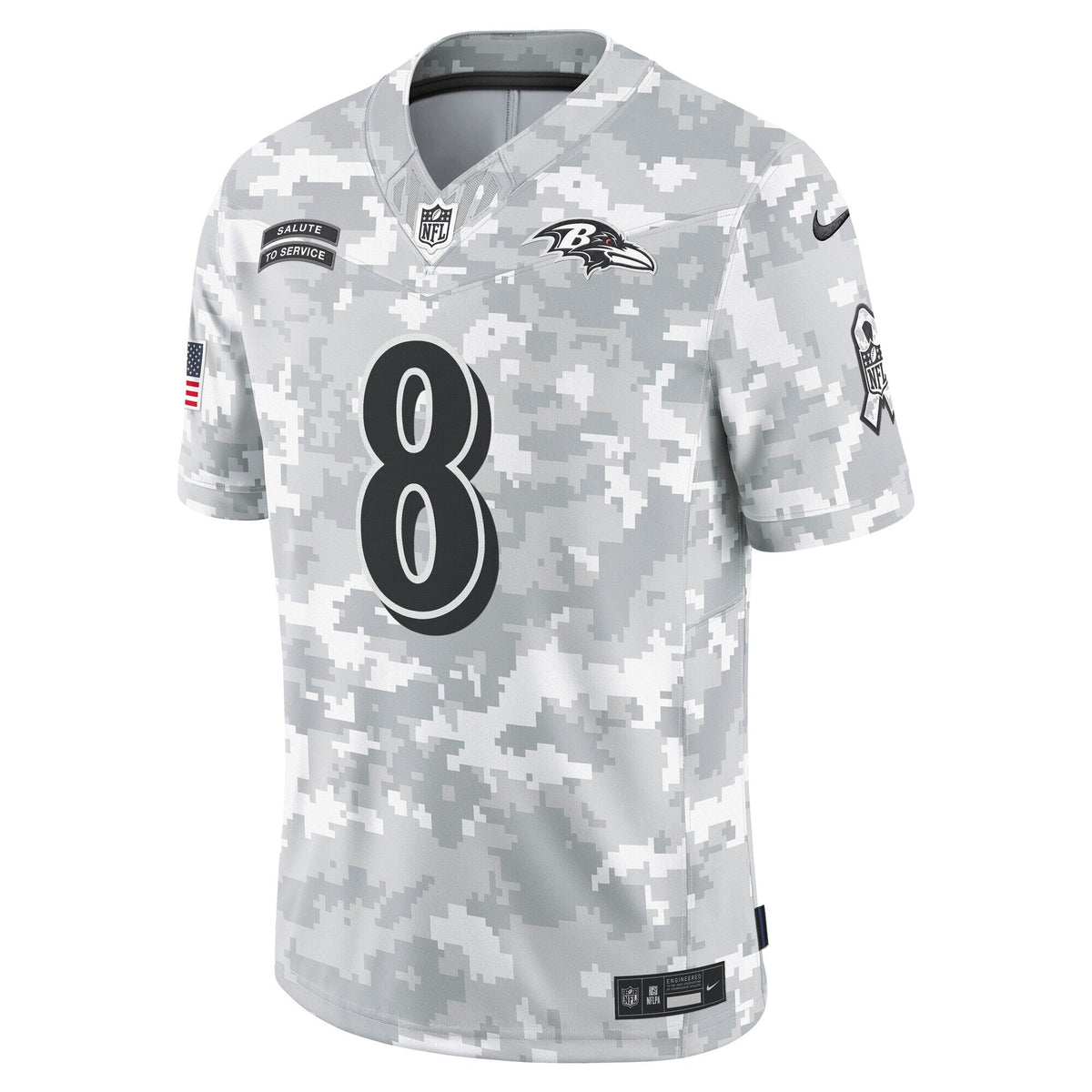 Lamar Jackson Baltimore Ravens Nike 2024 Salute to Service Limited Jersey - Arctic Camo