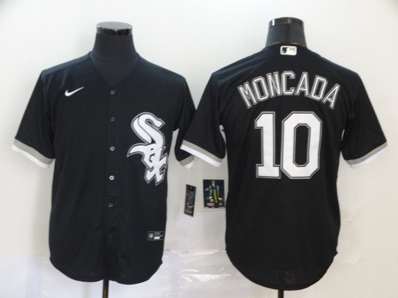 Men's Chicago White Sox Yoan Moncada #10 Black Replica Baseball Jersey1