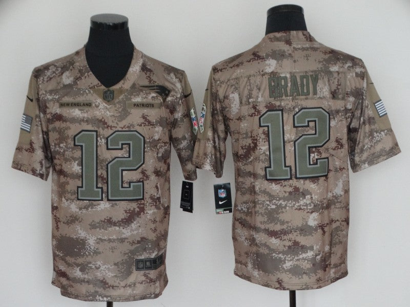 Men's New England Patriots Tom Brady #12 Camouflage Game Jersey1