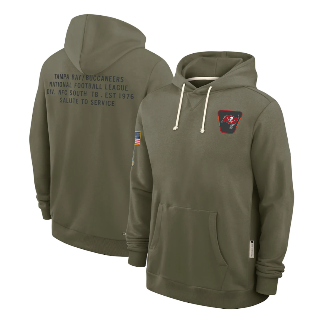 Men's Tampa Bay Buccaneers Olive 2025 Salute to Service Sideline Standard Issue Dri-FIT Hoodie