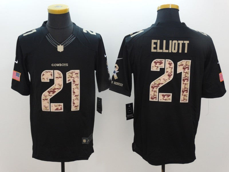 Men's Dallas Cowboys Ezekiel Elliott #21 Black Game Team Jersey1